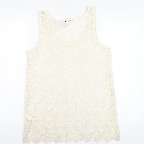 NEXT Womens Ivory Polyester Basic Tank Size 8 Scoop Neck