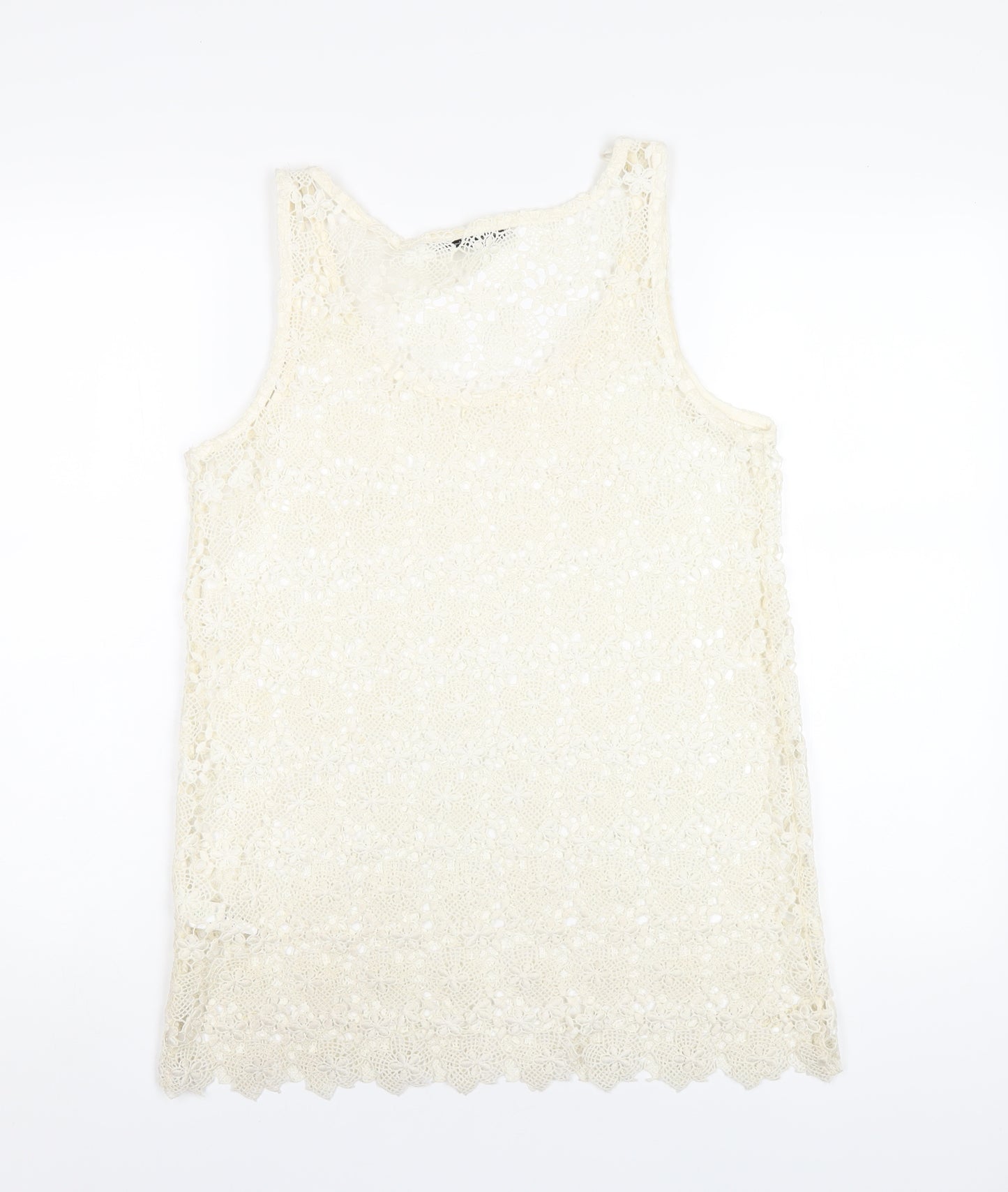NEXT Womens Ivory Polyester Basic Tank Size 8 Scoop Neck