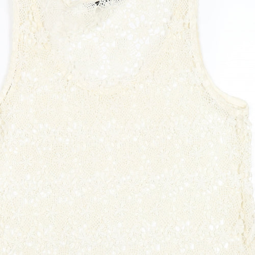 NEXT Womens Ivory Polyester Basic Tank Size 8 Scoop Neck