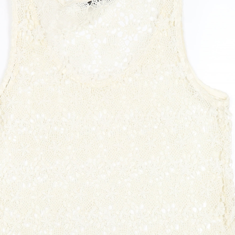 NEXT Womens Ivory Polyester Basic Tank Size 8 Scoop Neck
