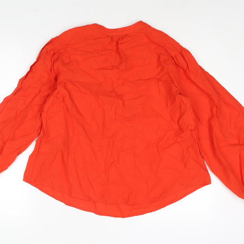Marks and Spencer Womens Red Polka Dot Cotton Basic Blouse Size 8 V-Neck