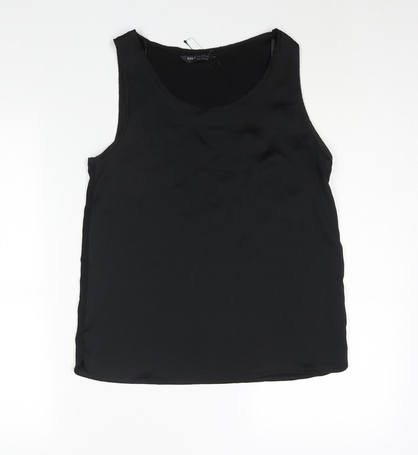 Marks and Spencer Womens Black Polyester Camisole Blouse Size 6 Scoop Neck