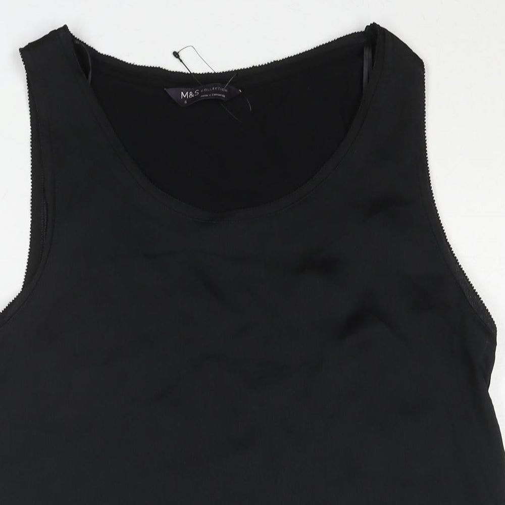 Marks and Spencer Womens Black Polyester Camisole Blouse Size 6 Scoop Neck