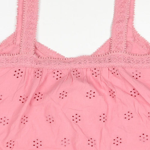 Marks and Spencer Womens Pink Cotton Camisole Blouse Size 24 Sweetheart - Lace Trim