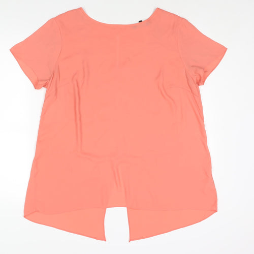 New Look Womens Pink Polyester Basic Blouse Size 18 Round Neck - Vented Back