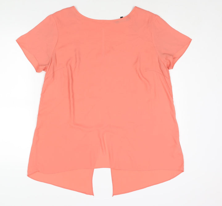 New Look Womens Pink Polyester Basic Blouse Size 18 Round Neck - Vented Back