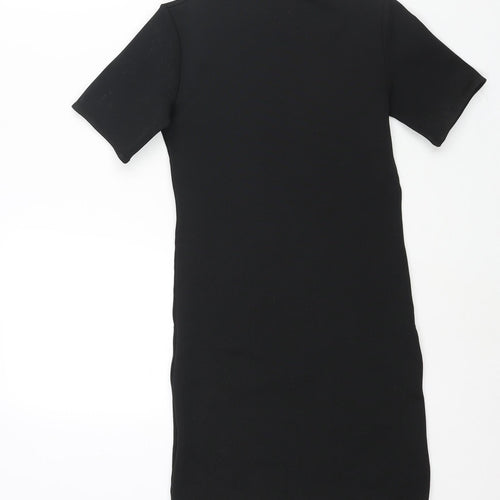 Zara Womens Black Polyester Bodycon Size S Mock Neck Pullover