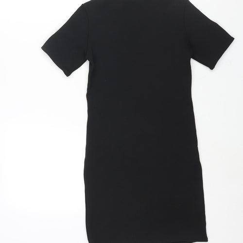 Zara Womens Black Polyester Bodycon Size S Mock Neck Pullover