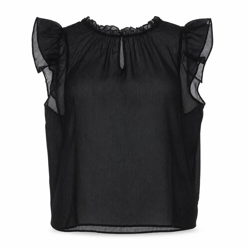 Front view of Torrid women’s black polyester basic blouse, size UK 18, round neck - semi sheer, size UK 18-20