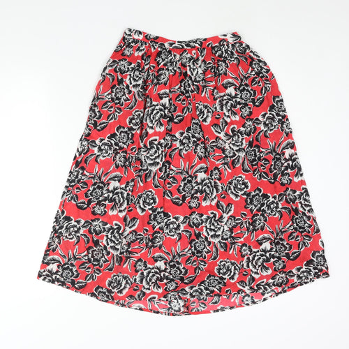 New Look Womens Pink Floral Viscose A-Line Skirt Size 6 Zip