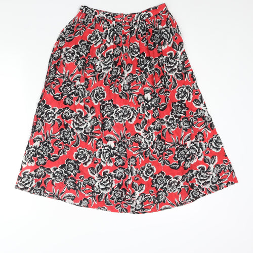 New Look Womens Pink Floral Viscose A-Line Skirt Size 6 Zip