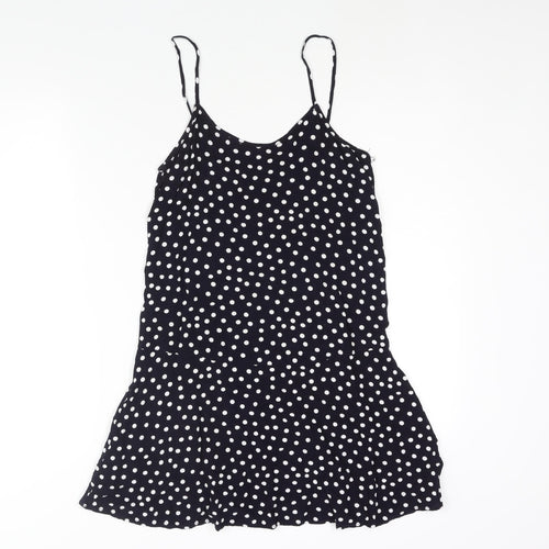 Mango Womens Blue Polka Dot Viscose Mini Size S Scoop Neck Pullover