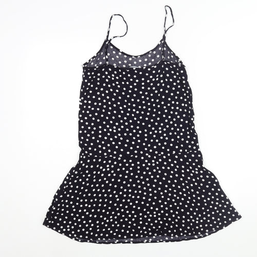 Mango Womens Blue Polka Dot Viscose Mini Size S Scoop Neck Pullover