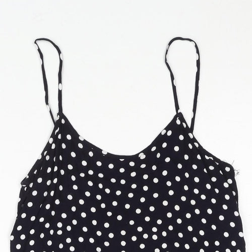 Mango Womens Blue Polka Dot Viscose Mini Size S Scoop Neck Pullover