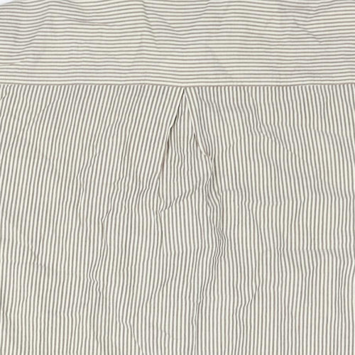 Marks and Spencer Womens Beige Striped Cotton Basic Blouse Size 22 Collared - Frill Detail