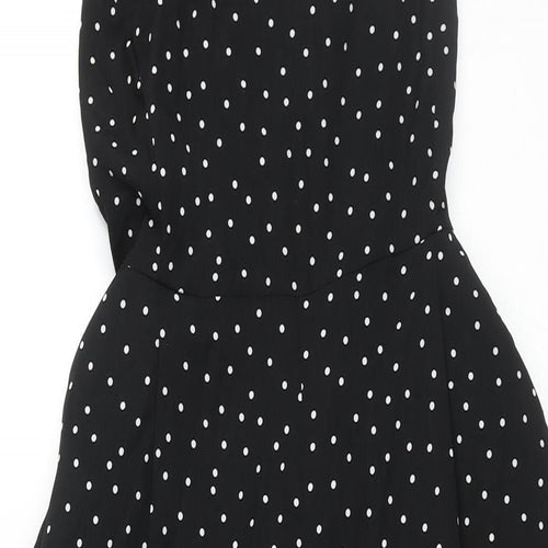 ASOS Womens Black Polka Dot Polyester Jumpsuit One-Piece Size 12 L25 in Button - Frill Strap
