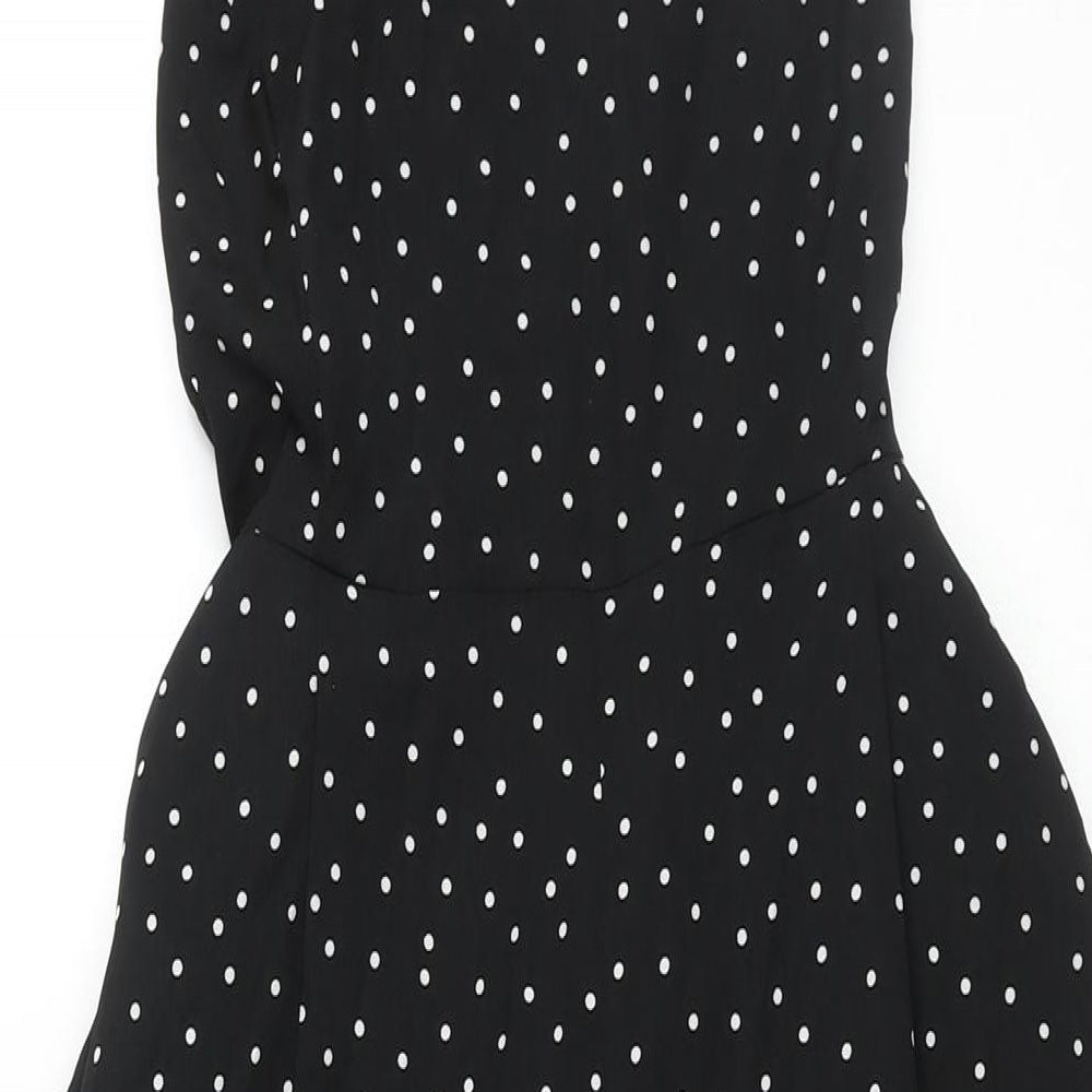 ASOS Womens Black Polka Dot Polyester Jumpsuit One-Piece Size 12 L25 in Button - Frill Strap