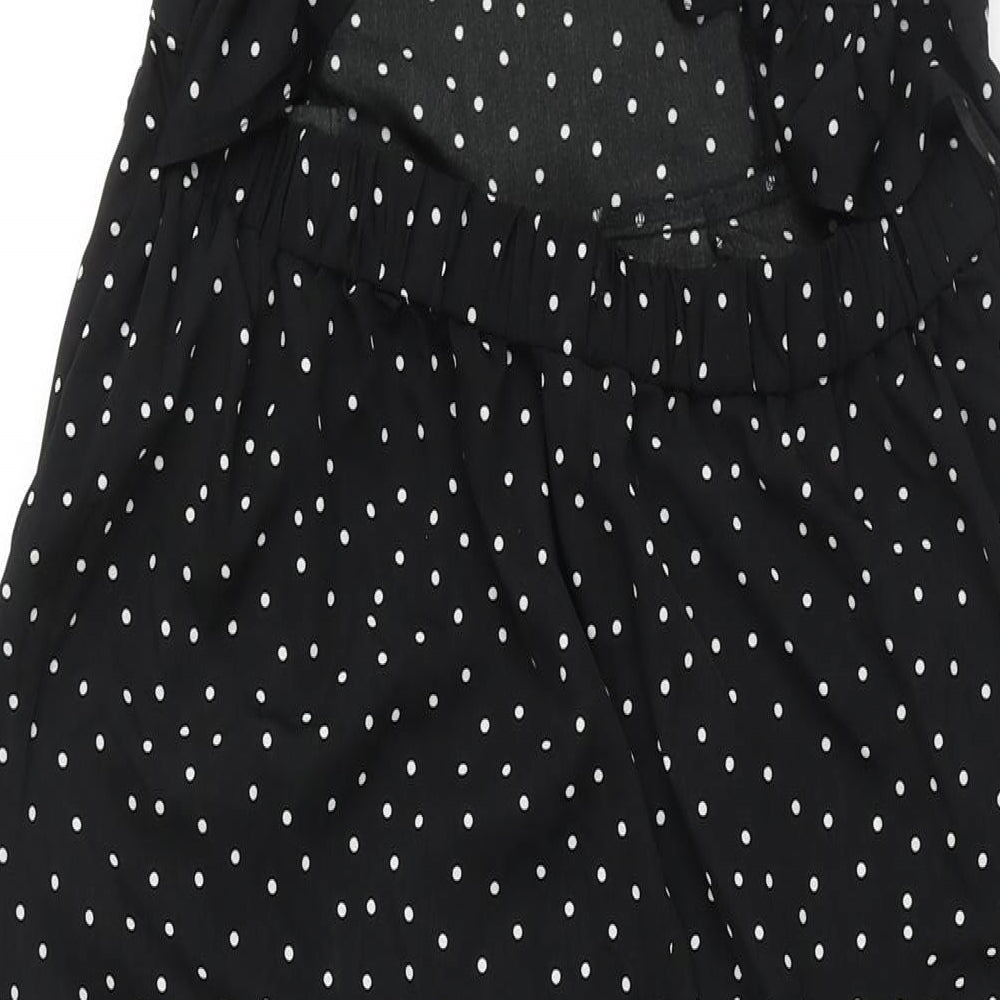 ASOS Womens Black Polka Dot Polyester Jumpsuit One-Piece Size 12 L25 in Button - Frill Strap