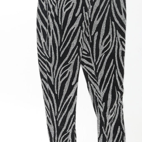 Warehouse Womens Silver Geometric Polyamide Trousers Size S L26 in Regular