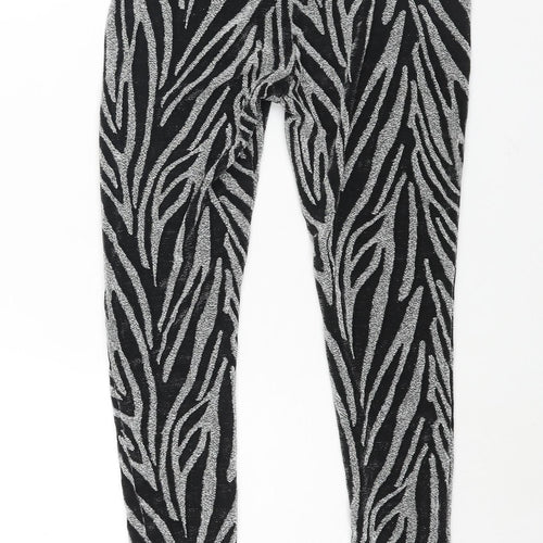 Warehouse Womens Silver Geometric Polyamide Trousers Size S L26 in Regular