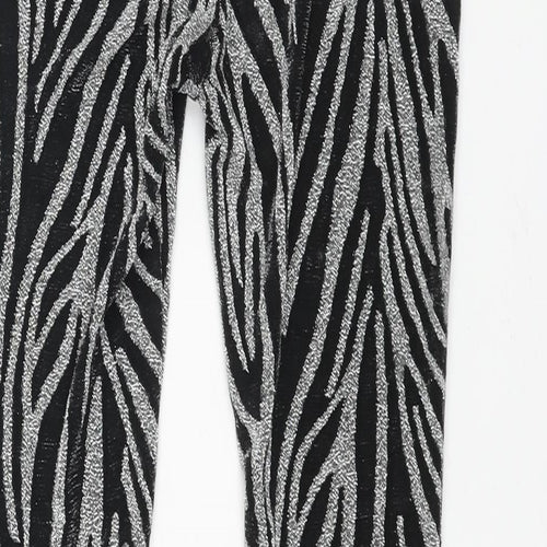 Warehouse Womens Silver Geometric Polyamide Trousers Size S L26 in Regular