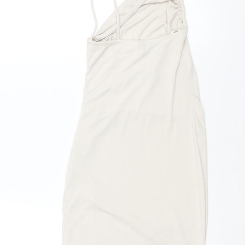 H&M Womens Ivory Polyester Mini Size XS One Shoulder Pullover - Rouched