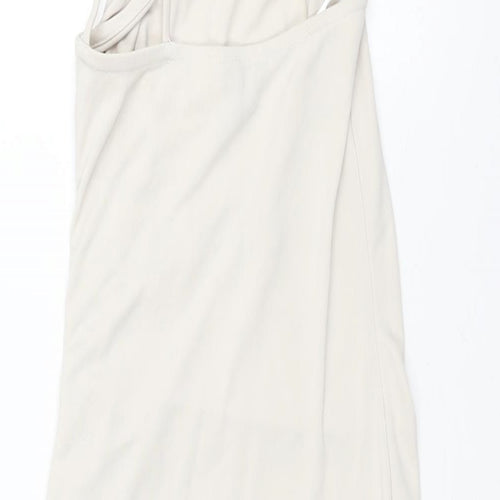 H&M Womens Ivory Polyester Mini Size XS One Shoulder Pullover - Rouched