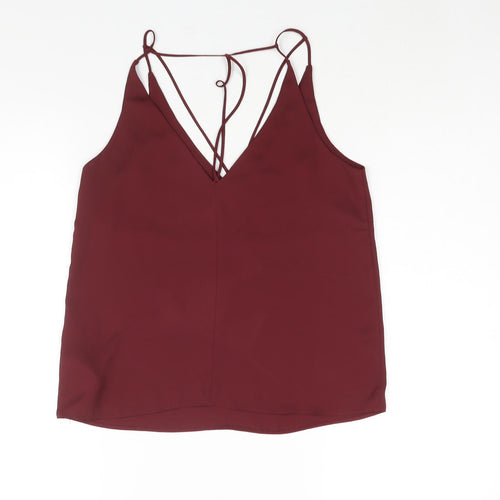 Toshop Womens Red Polyester Camisole Blouse Size 8 V-Neck - Strap Detail