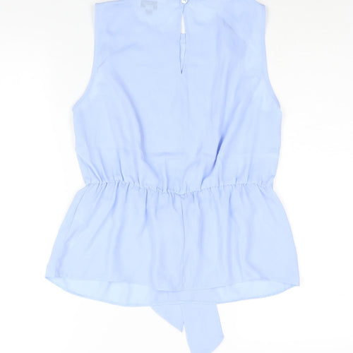 Miss Selfridge Womens Blue Polyester Camisole Blouse Size 10 Round Neck - Tie Detail Peplum