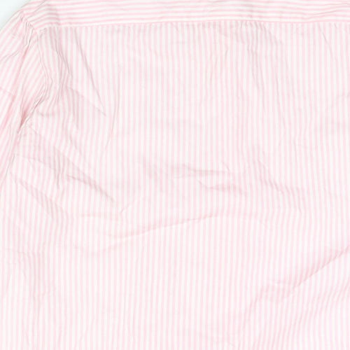 Jumpers Womens Pink Striped Cotton Basic Button-Up Size L Mock Neck - Frill Detail