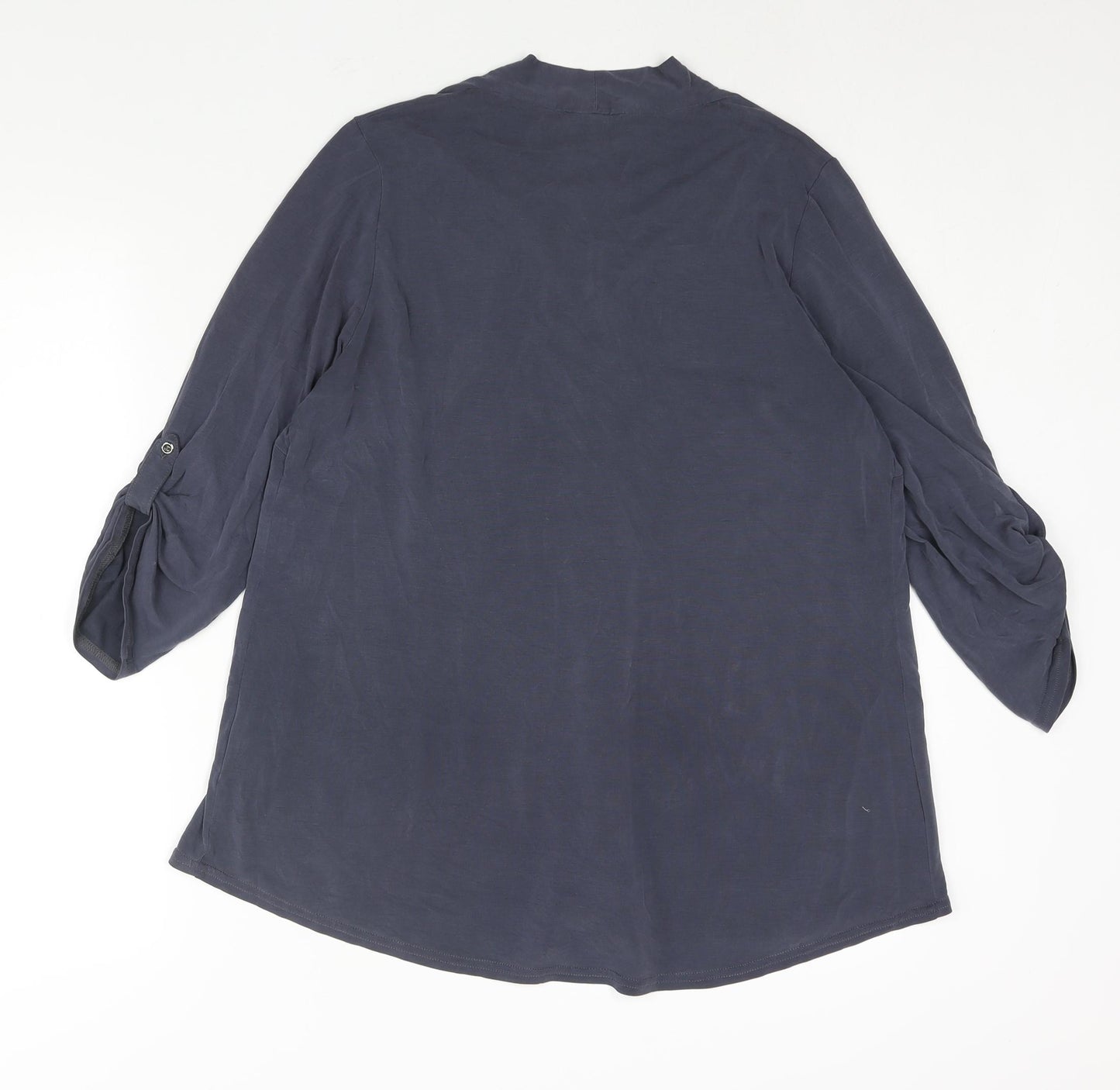 Roman Womens Blue Viscose Basic Blouse Size 14 V-Neck