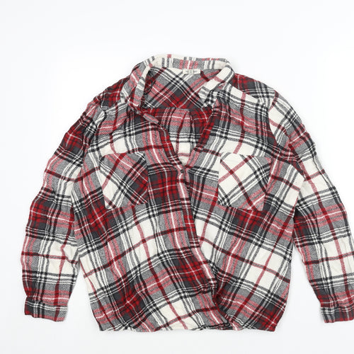 River Island Womens Red Check Viscose Basic Blouse Size 16 Collared