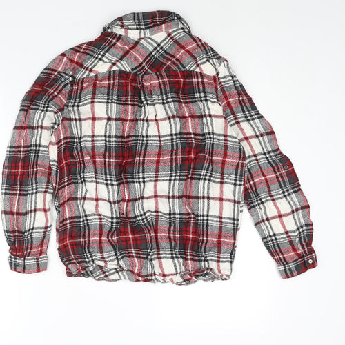 River Island Womens Red Check Viscose Basic Blouse Size 16 Collared