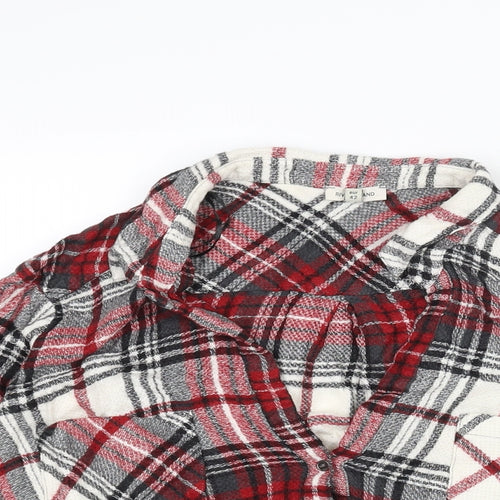 River Island Womens Red Check Viscose Basic Blouse Size 16 Collared