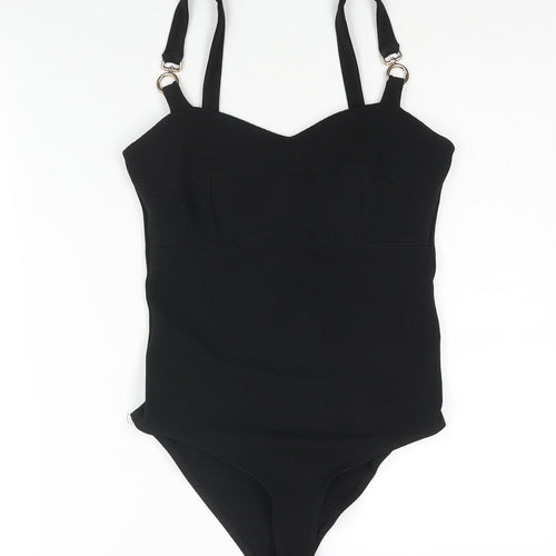 River Island Womens Black Polyester Bodysuit One-Piece Size 8 Snap - Buckle Detail