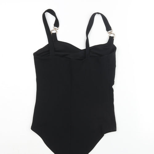 River Island Womens Black Polyester Bodysuit One-Piece Size 8 Snap - Buckle Detail