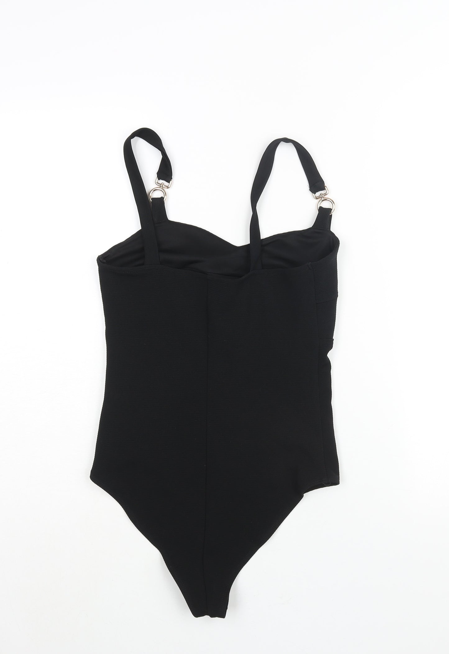 River Island Womens Black Polyester Bodysuit One-Piece Size 8 Snap - Buckle Detail