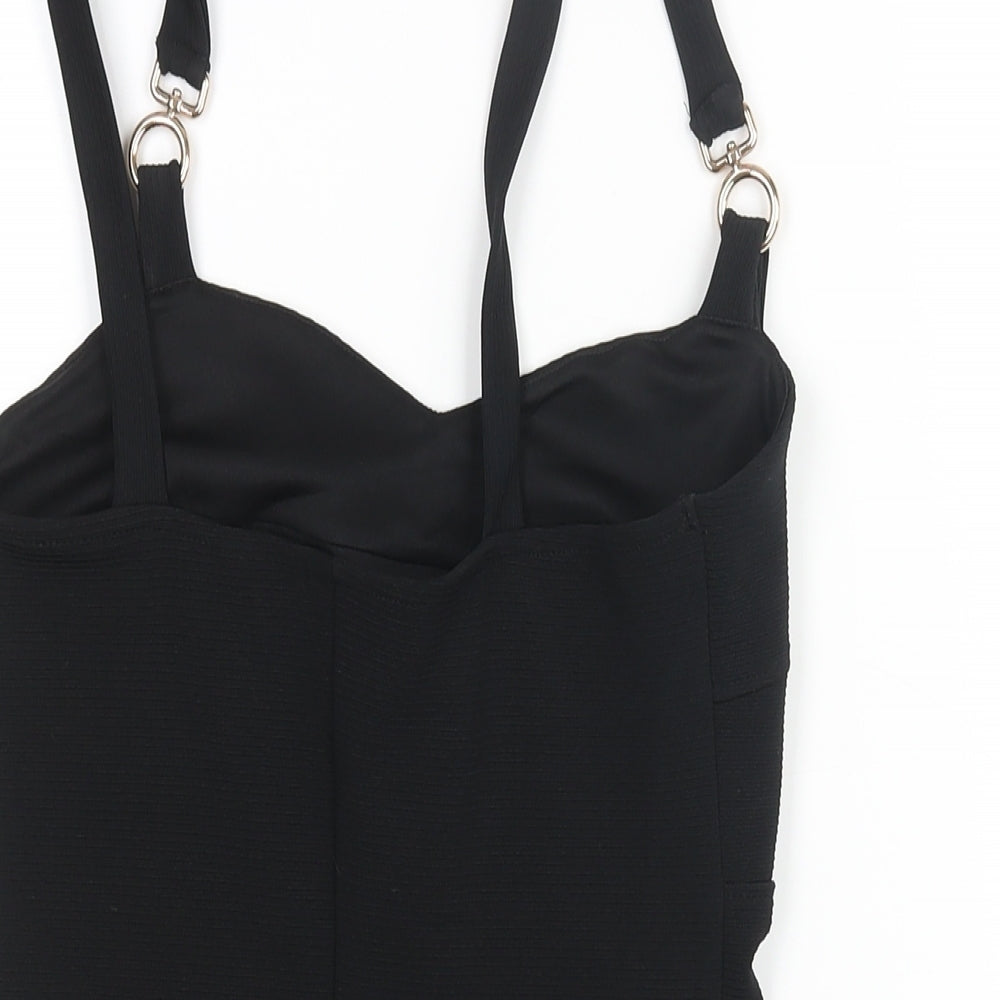 River Island Womens Black Polyester Bodysuit One-Piece Size 8 Snap - Buckle Detail
