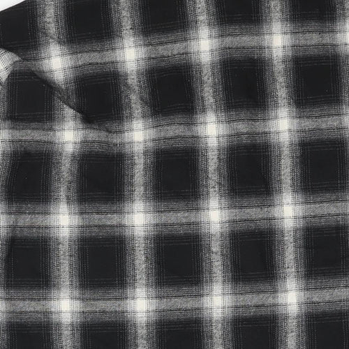 PRETTYLITTLETHING Womens Black Check Polyester Basic Button-Up Size 8 Collared - PLT Logo