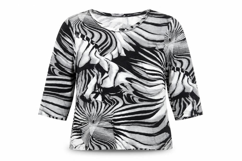 Gelco Womens Grey Geometric Viscose Basic Blouse Size 18 Round Neck