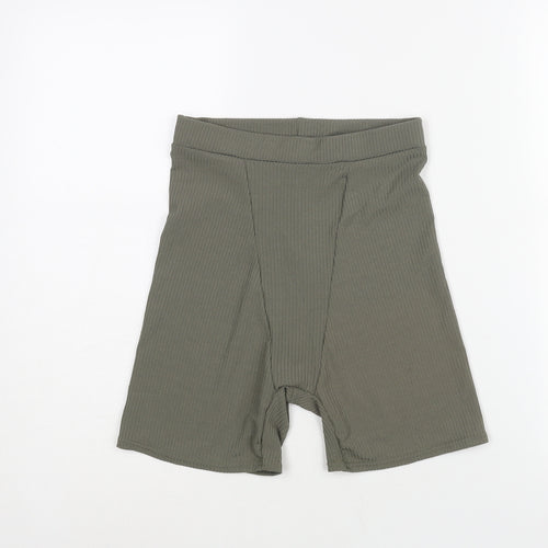 PRETTYLITTLETHING Womens Green Polyester Biker Shorts Size 10 L5 in Regular Pull On - Boxer