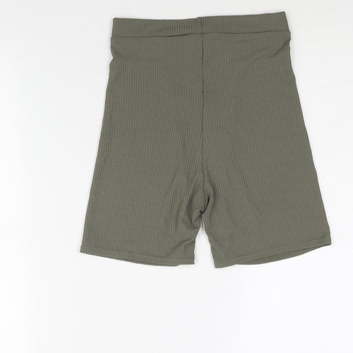 PRETTYLITTLETHING Womens Green Polyester Biker Shorts Size 10 L5 in Regular Pull On - Boxer
