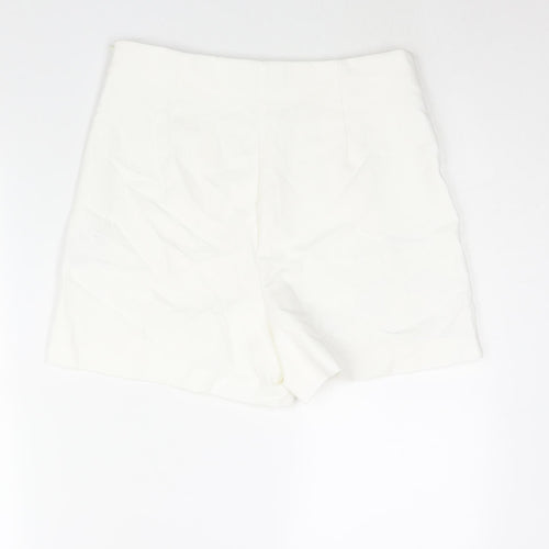 Zara Womens White Polyester Sailor Shorts Size L L3 in Regular Zip - Button Detail