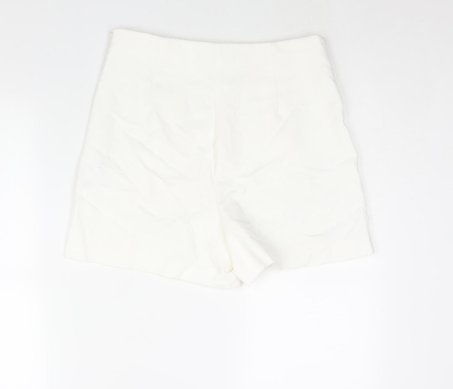 Zara Womens White Polyester Sailor Shorts Size L L3 in Regular Zip - Button Detail