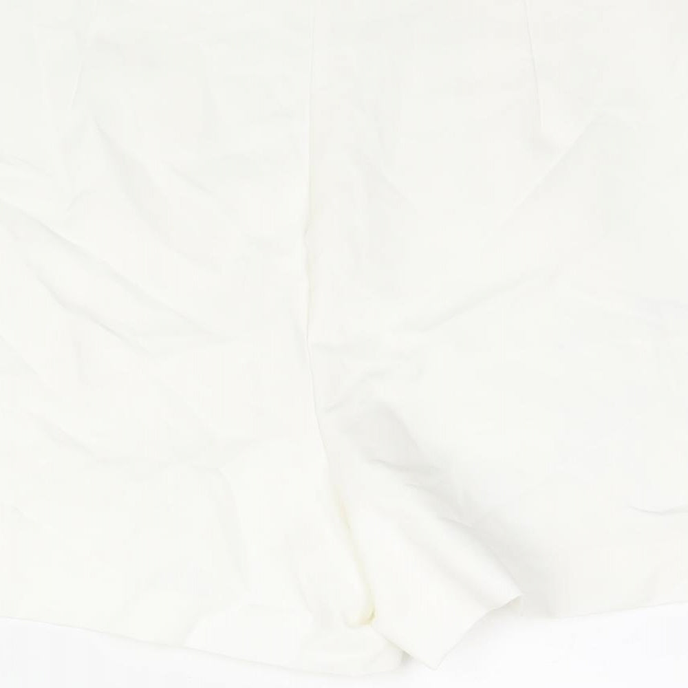Zara Womens White Polyester Sailor Shorts Size L L3 in Regular Zip - Button Detail