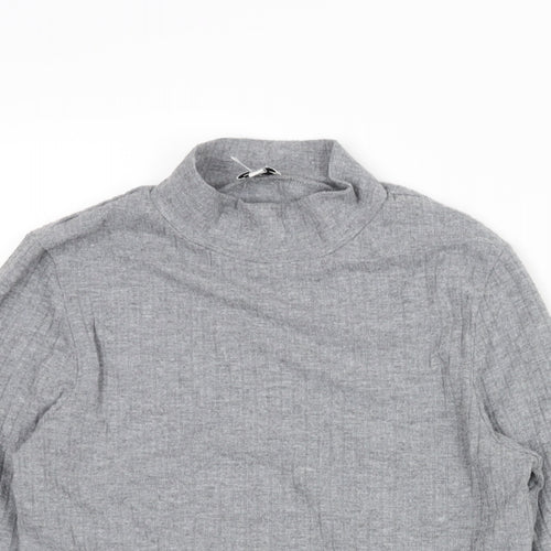 River Island Womens Grey Viscose Basic Blouse Size 10 Mock Neck - Ribbed