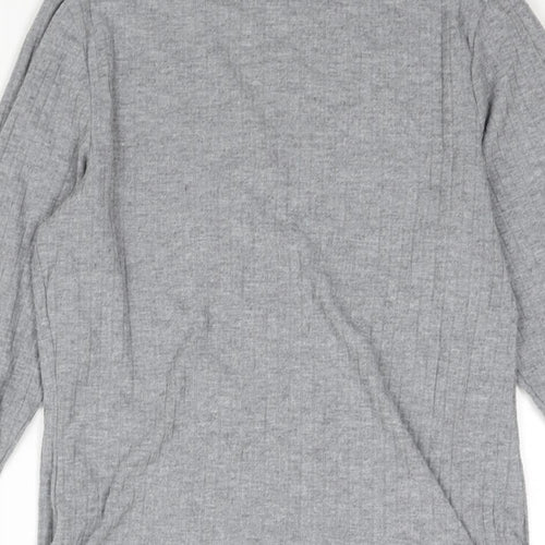 River Island Womens Grey Viscose Basic Blouse Size 10 Mock Neck - Ribbed
