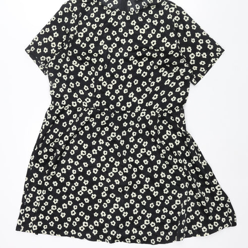 Poppy Lux Womens Black Geometric Polyester A-Line Size 16 Round Neck Zip - Floral Print