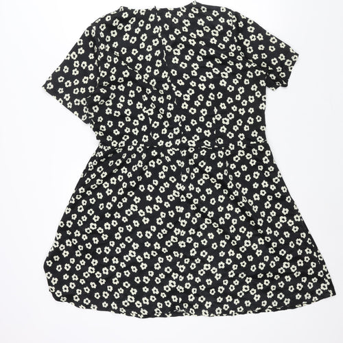 Poppy Lux Womens Black Geometric Polyester A-Line Size 16 Round Neck Zip - Floral Print