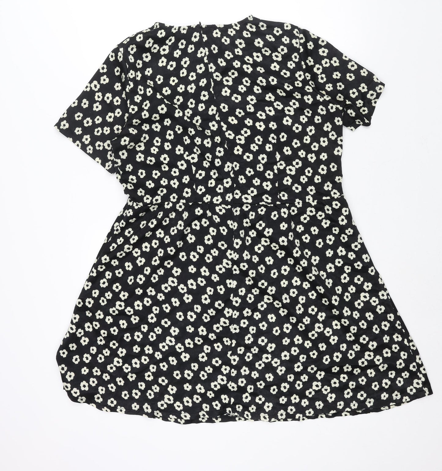 Poppy Lux Womens Black Geometric Polyester A-Line Size 16 Round Neck Zip - Floral Print